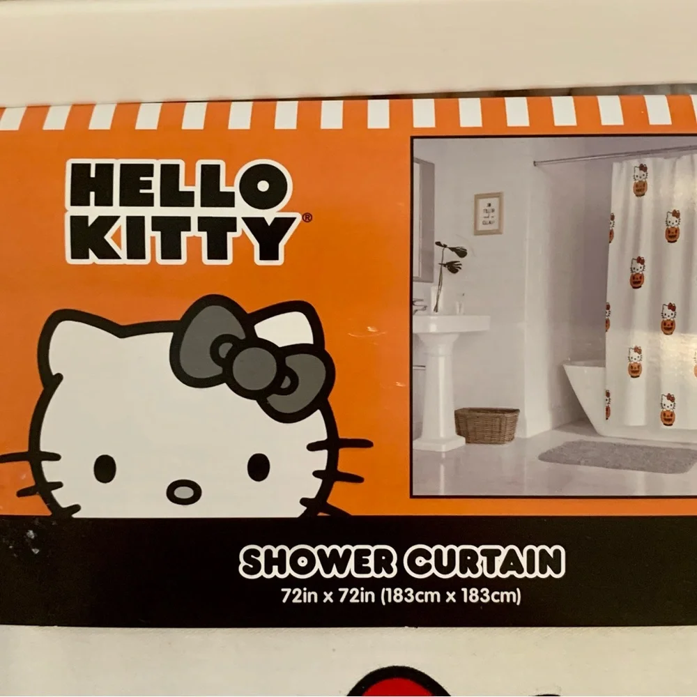 Hello Kitty with Jack O’Lantern Pumpkin 72” x 72” Halloween Shower Curtain